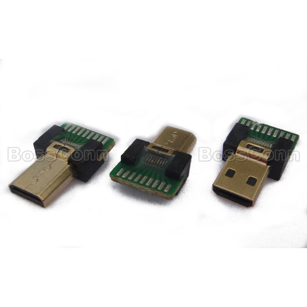 Micro HDMI公头连接器， 带PCB板