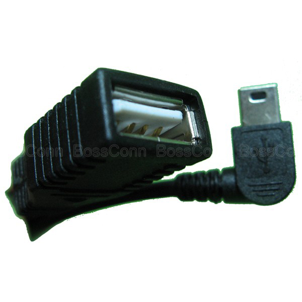 Mini USB Right Angle to USB A Female Cable